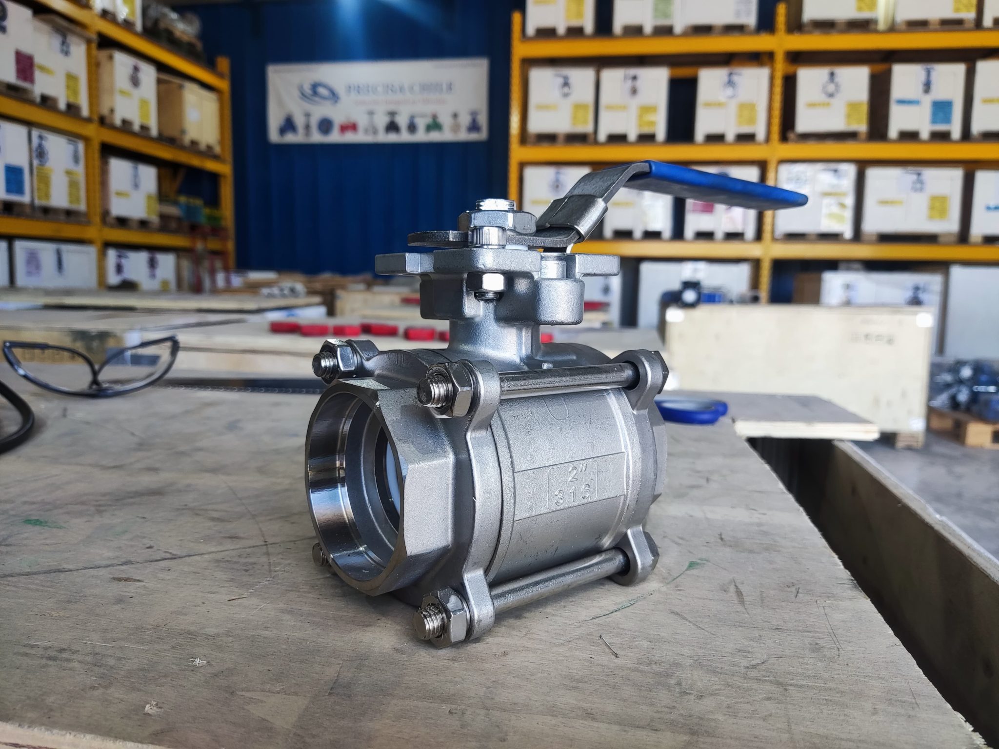 Válvula bola 3 cuerpos SS316 Full Inox